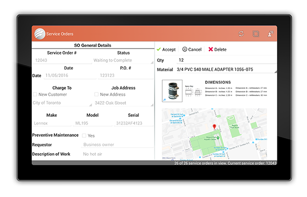 SO details weergegeven op een tablet