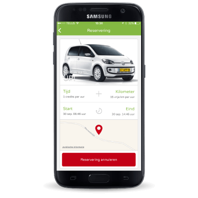 Reservering in de CarSharing app