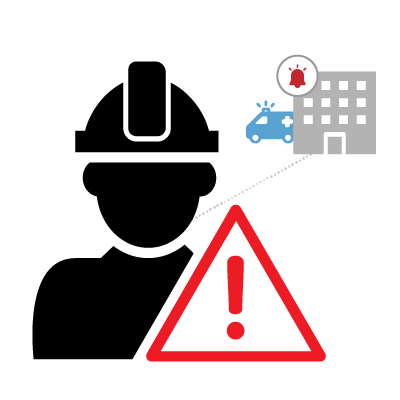 Constructiewerker met een noodoproep naar ziekenhuis