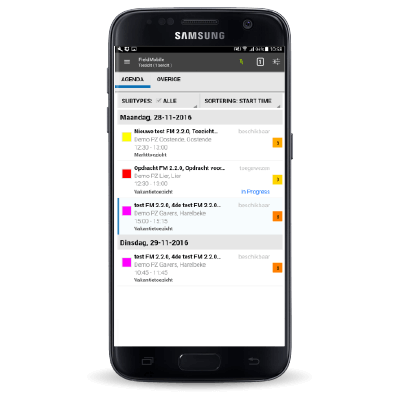 Agenda interface op smartphone