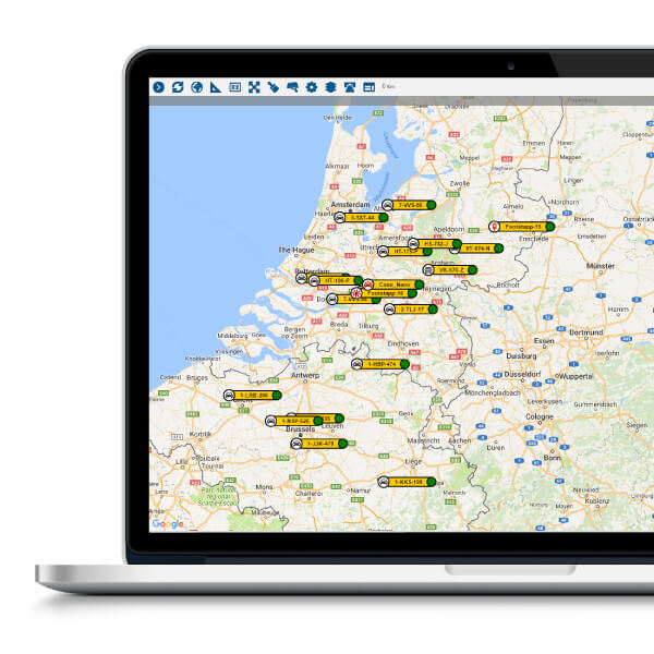 Verschillende locaties weergegeven op laptop