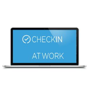 laptop met Checkin at Work logo