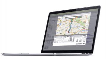 Laptop met de Fleet Tracker interface