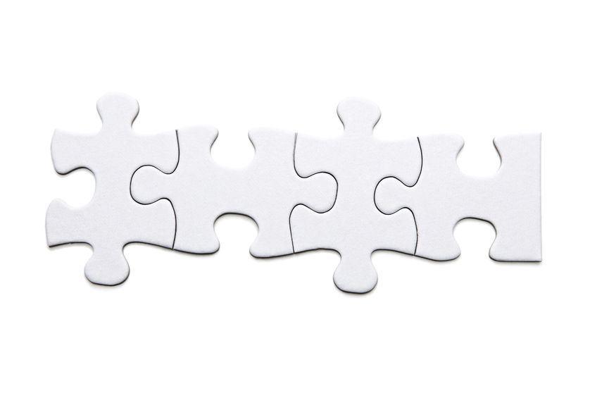 27723147 – white puzzle pieces on white background